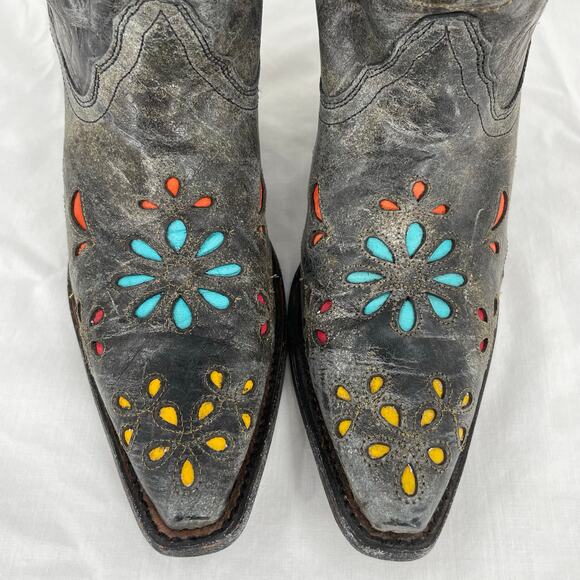 Corral Sugar Skull Cowboy Western Boot Dark Gray Distressed Leather R2475 Size 6 - Picture 7 of 15